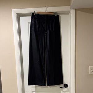 Anthropologie’s Maeve (The Colette) Black Faux Leather Wide-Leg Pants